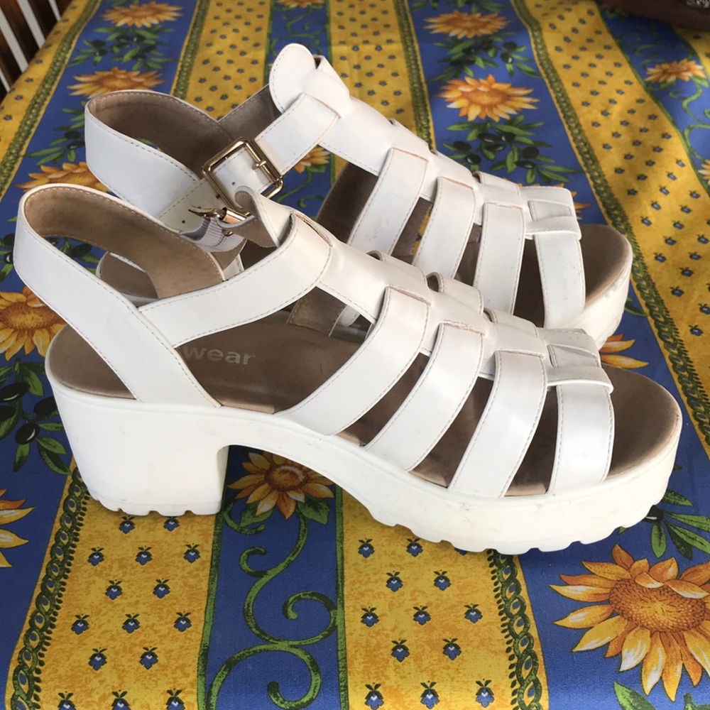 Chunky White Sandals